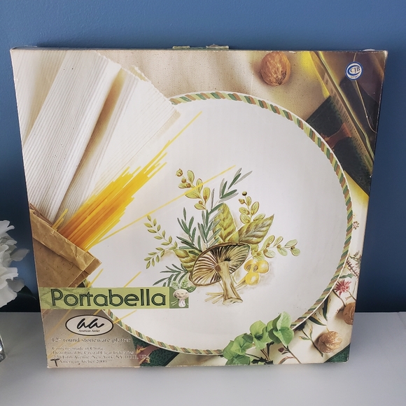 12 Inch Stoneware Platter Plate Portabella Mushroom American Atelier - Picture 5 of 7